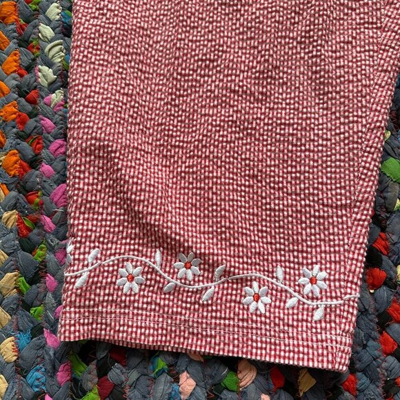 Vintage Red White Gingham Embroidered Cropped Pants Women’s Plus Size 2X Spring - Picture 7 of 14